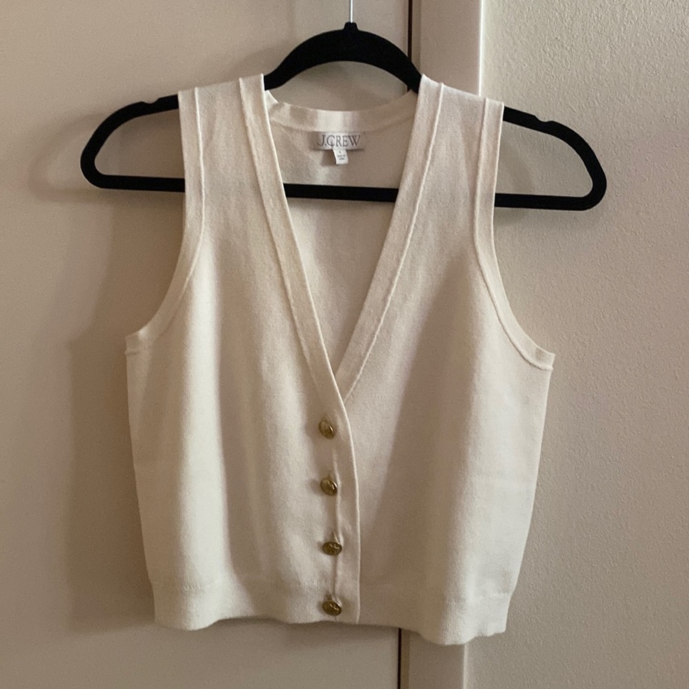 JCREW knitted cotton vest with gold buttons